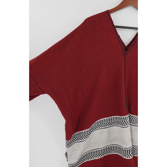 LEMLEM Poncho Sweater Rust Wool Woven Oversized Rach Southwestern Art to Wear - Picture 4 of 16